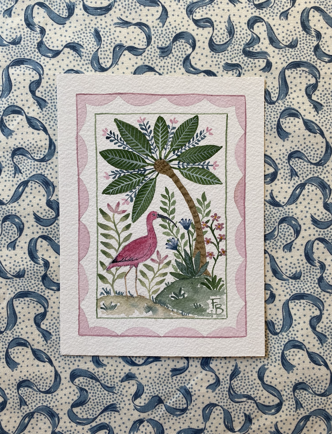 Miniature Watercolour painting - Scarlet Ibis