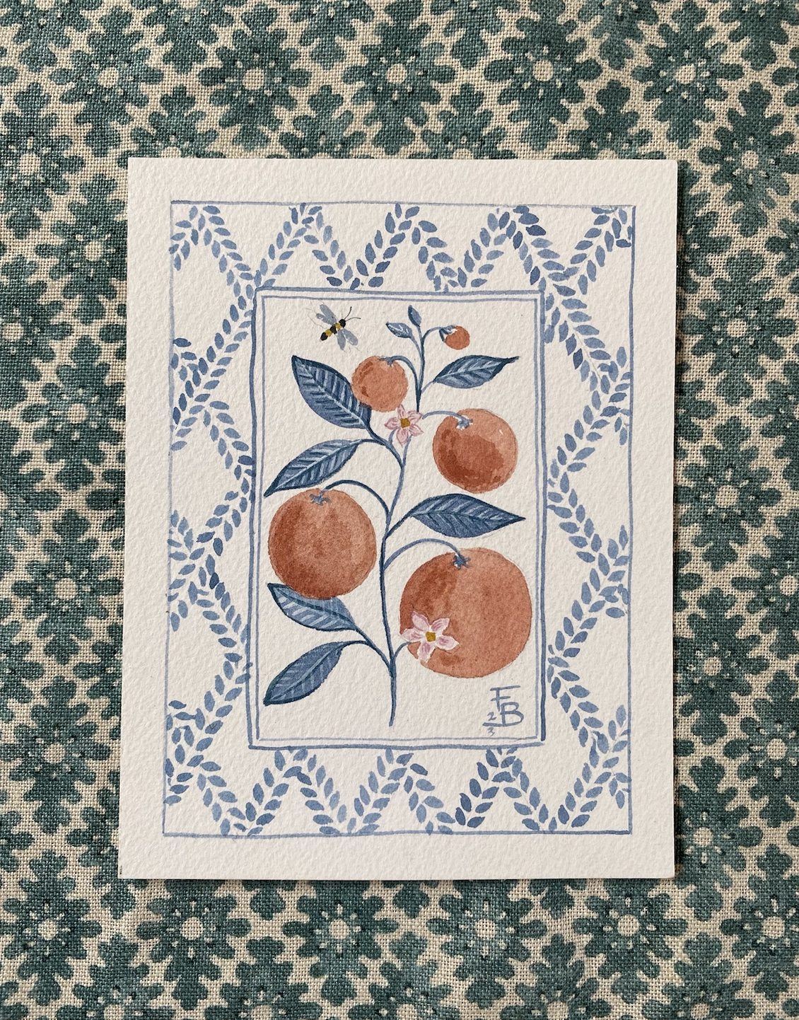 Miniature Watercolour painting - Orange