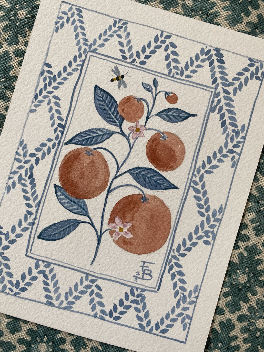 Miniature Watercolour painting - Orange