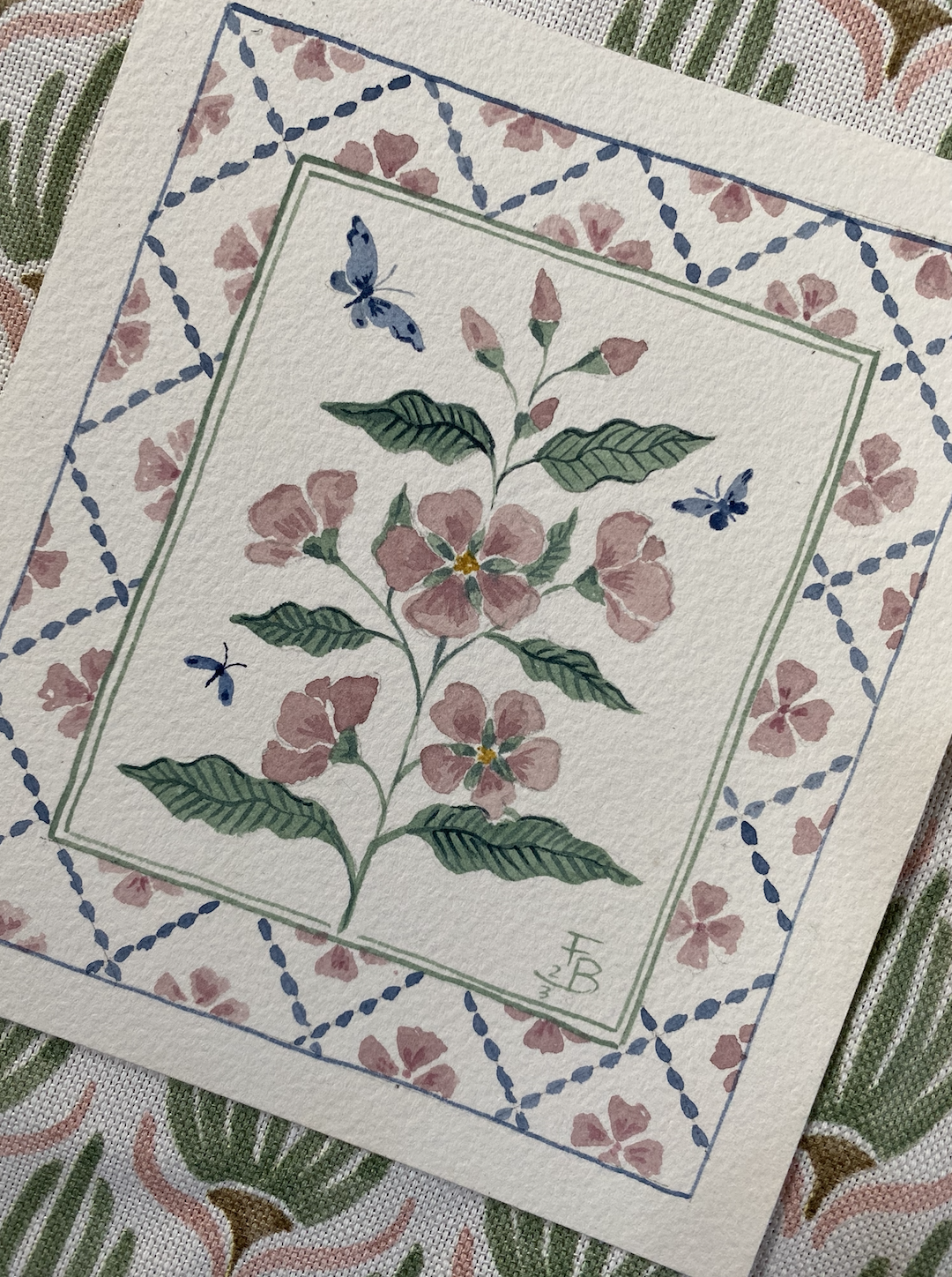 Miniature Watercolour painting - Prairie Mallow