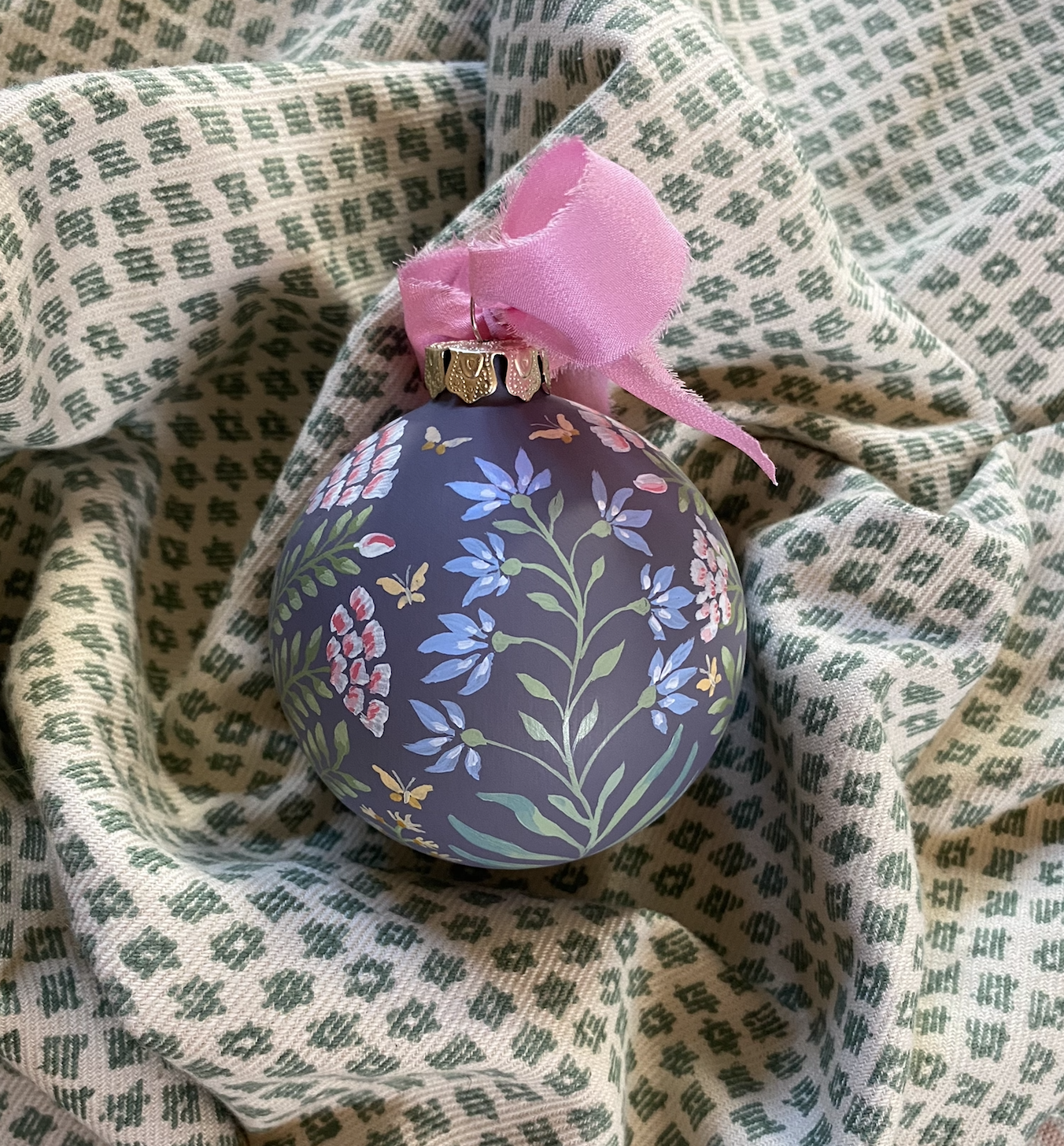 Christmas Ornament - Block print flower