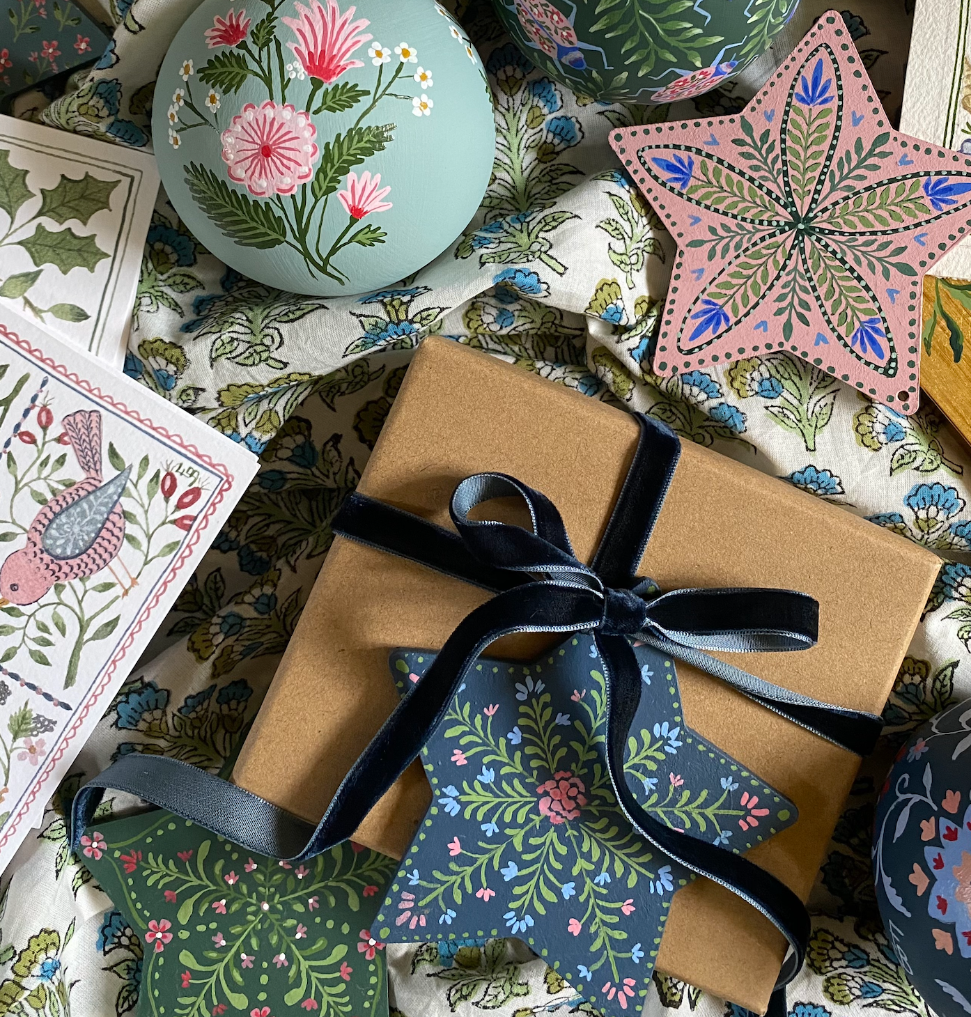 Star ornament/gift tag - Peacock blue