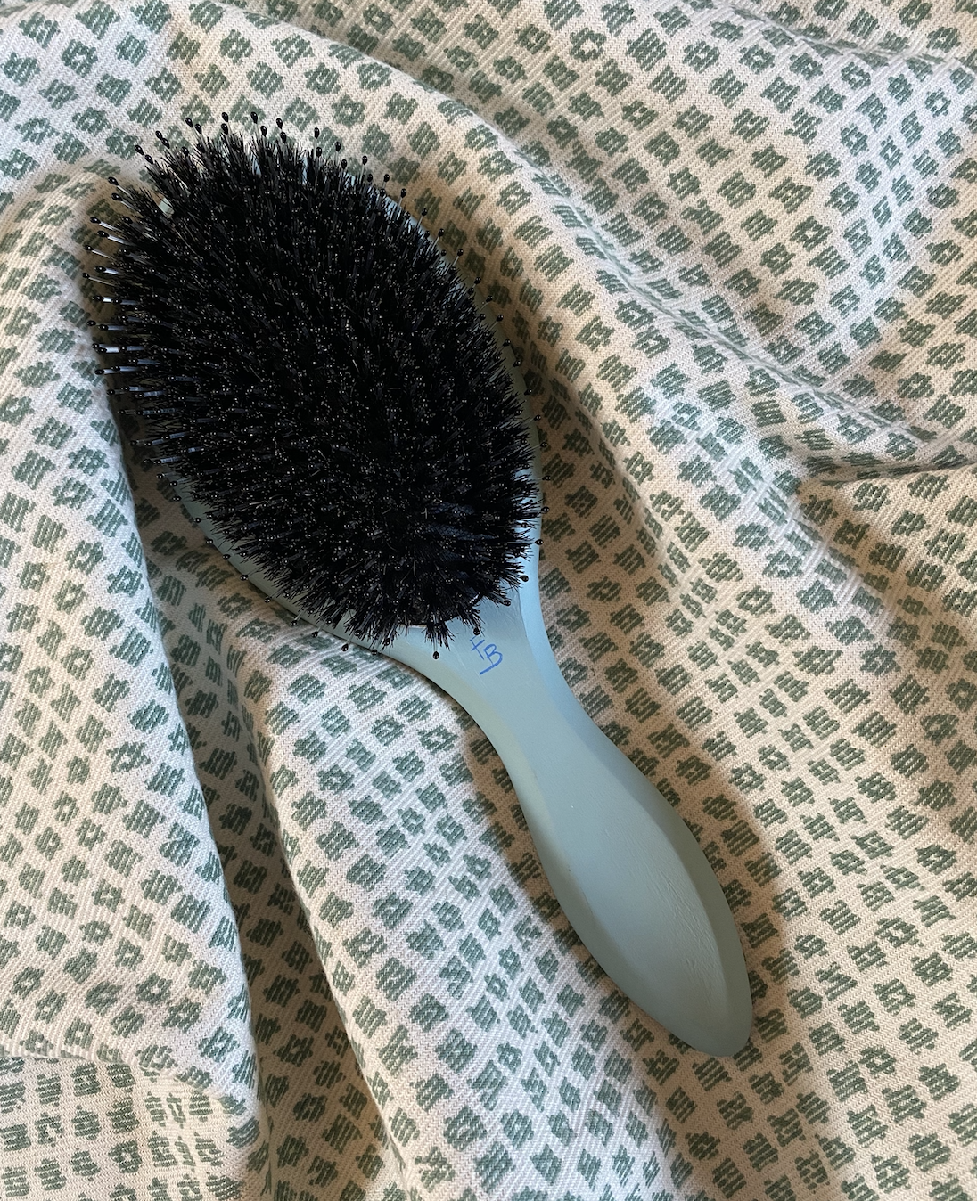 Large hand-painted hairbrush - Heron and Palm