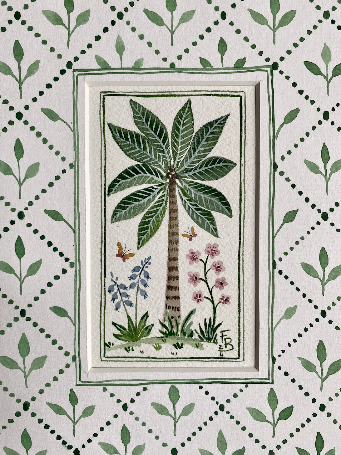 Watercolour painting - Lone palm