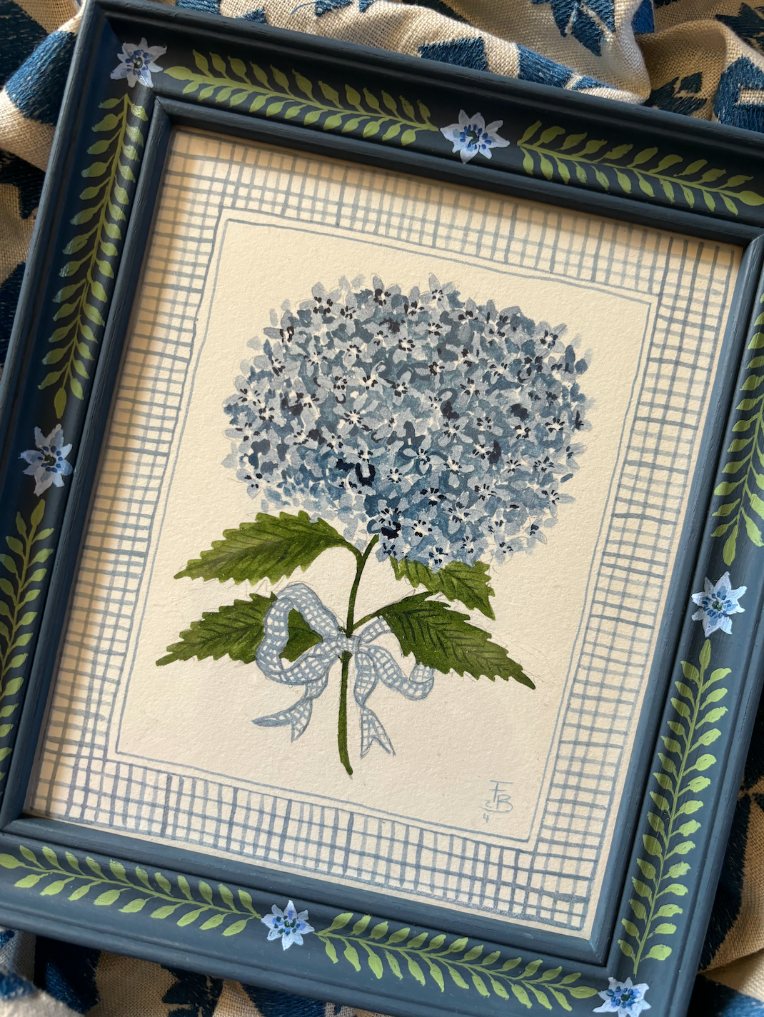 Hydrangea and gingham bow