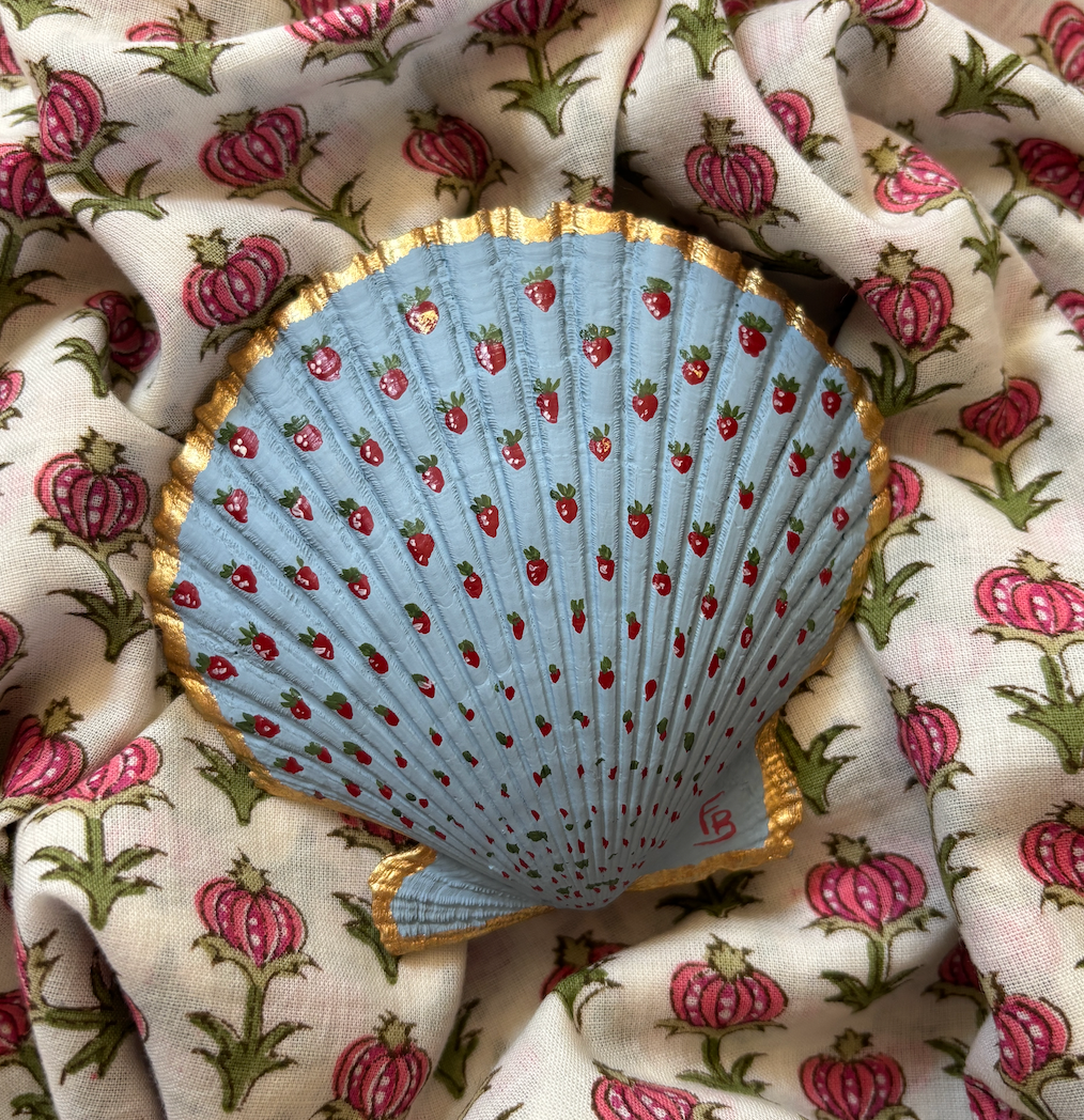Hand Painted Shell - Summer Strawberries