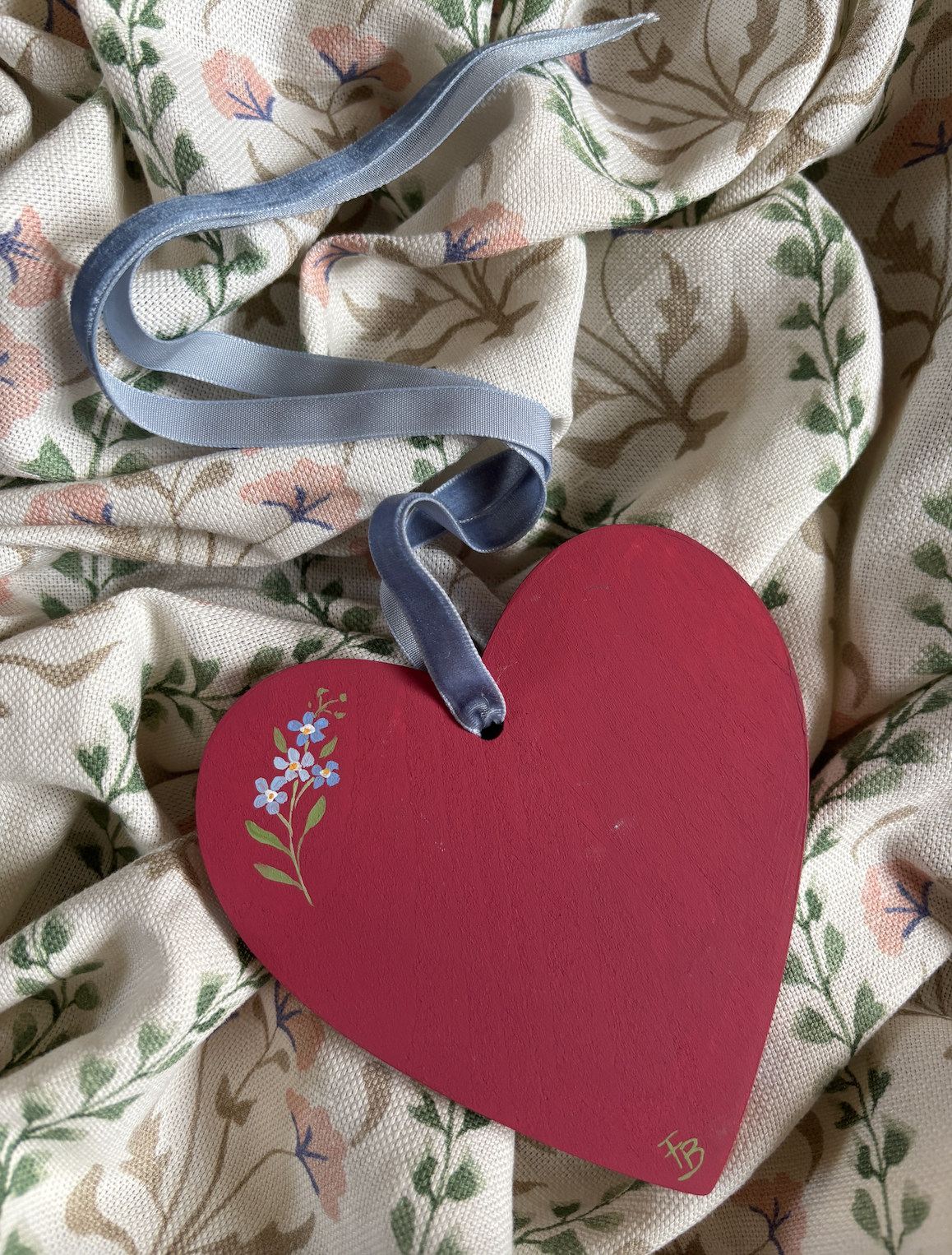 Wooden Heart - Forget Me Nots