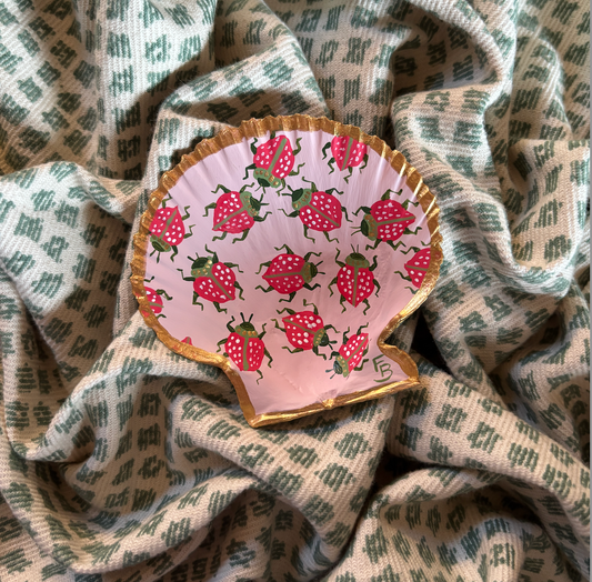 Hand Painted Shell - Strawberry Beetles