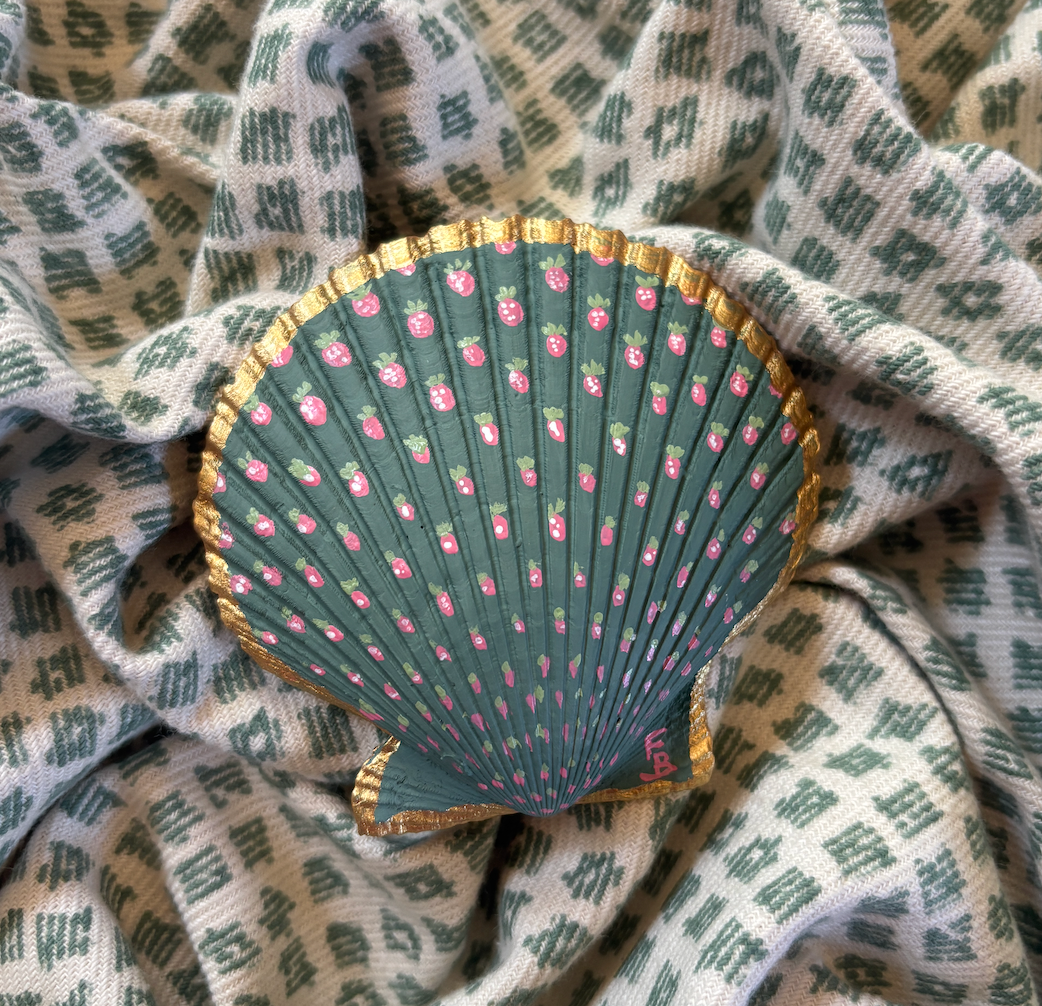 Hand Painted Shell - Strawberry Beetles