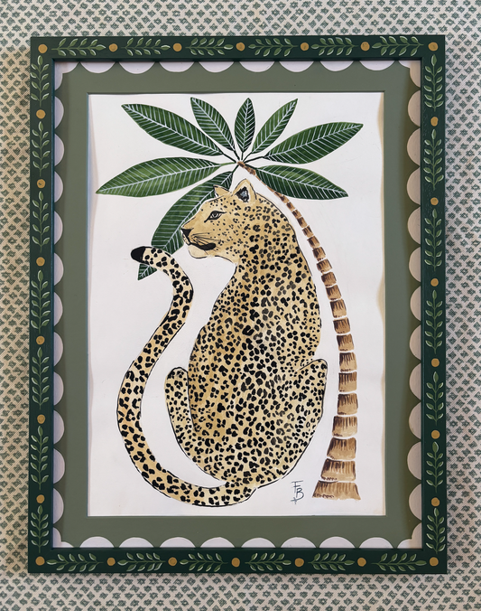 Large Leopard and Palm