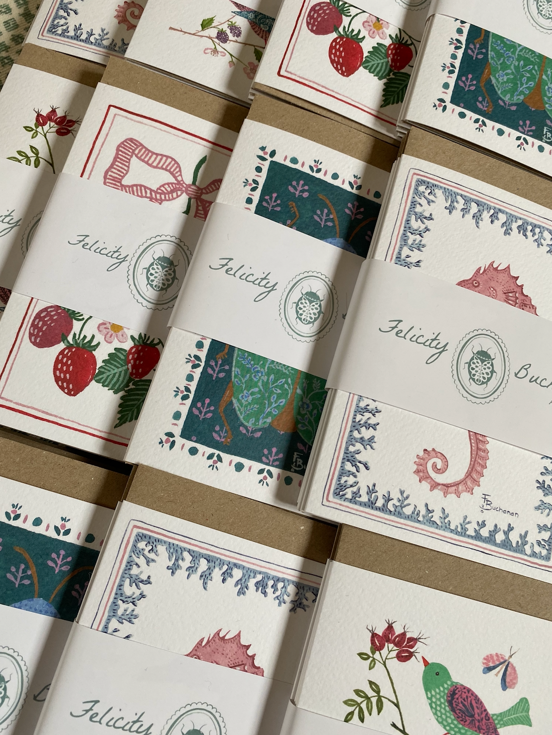 Pack of 5 Greetings Cards - Hollyhocks