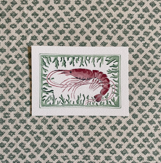 Miniature Watercolour painting -  Small Shrimp