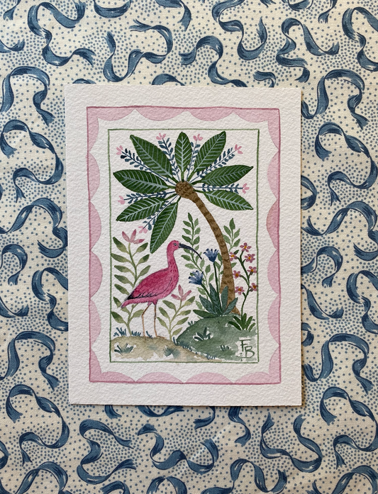 Miniature Watercolour painting - Scarlet Ibis