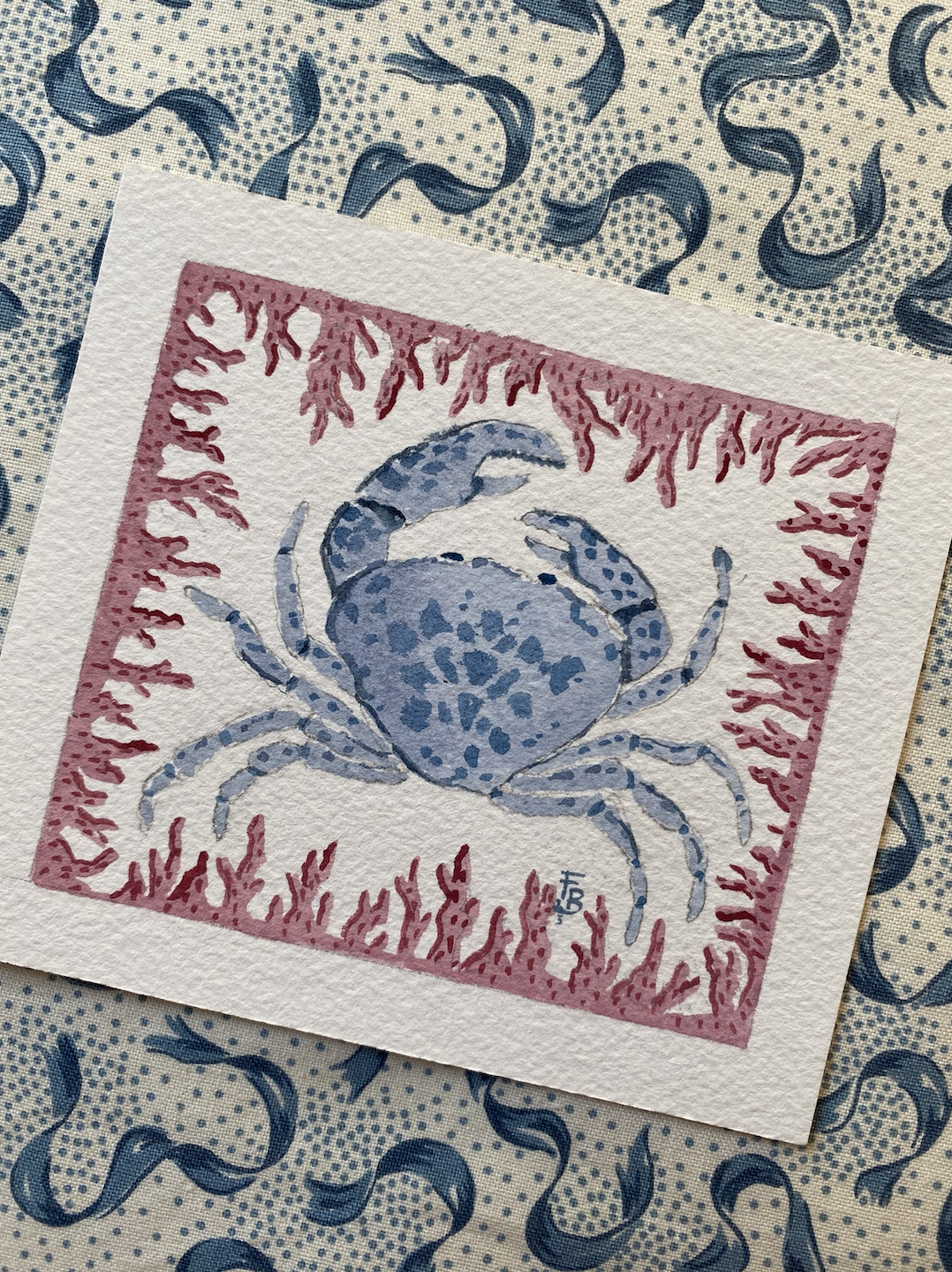 Miniature Watercolour painting - Small Blue Crab
