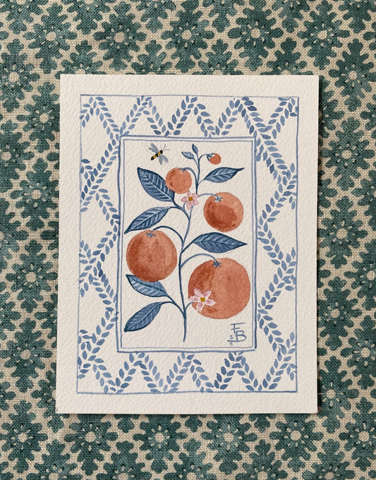 Miniature Watercolour painting - Orange