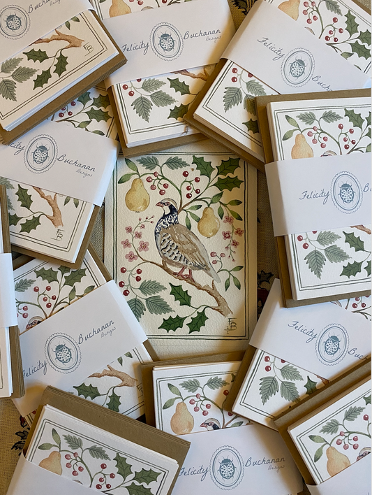 Pack of 5 greetings cards- A partridge in a pear tree