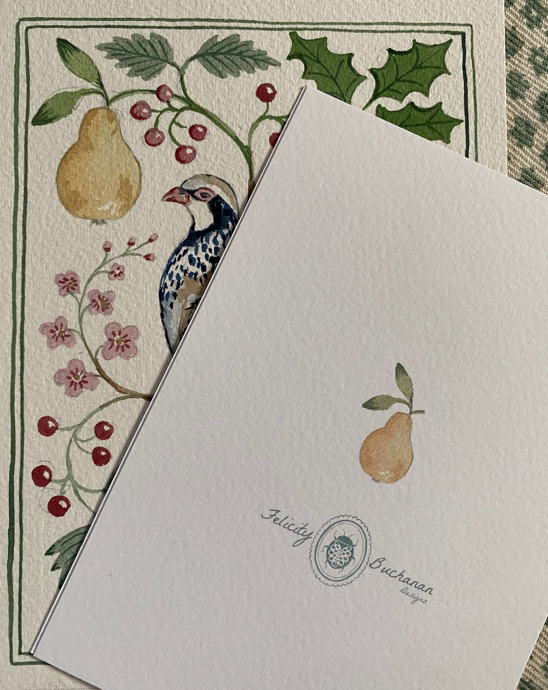 Pack of 5 greetings cards- A partridge in a pear tree