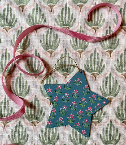 Star ornament/gift tag - Peacock blue