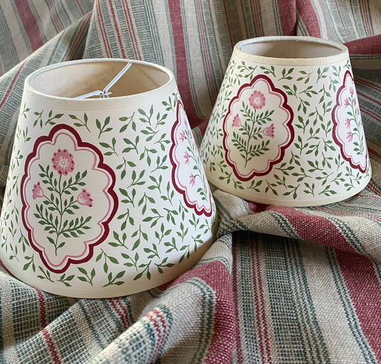 Pair of Pink and Green floral lampshades
