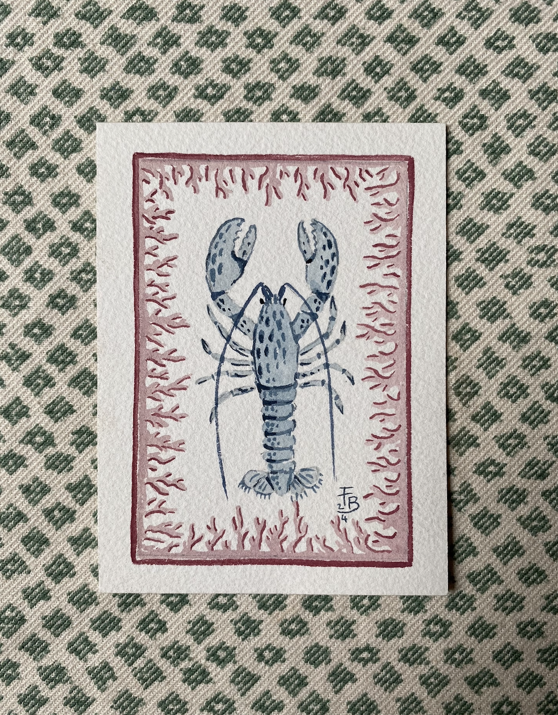 Miniature Watercolour painting - Blue Crayfish