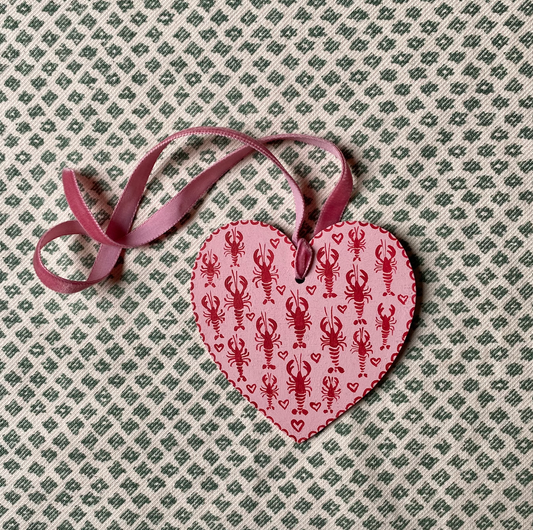 Wooden heart gift tag - Lobsters