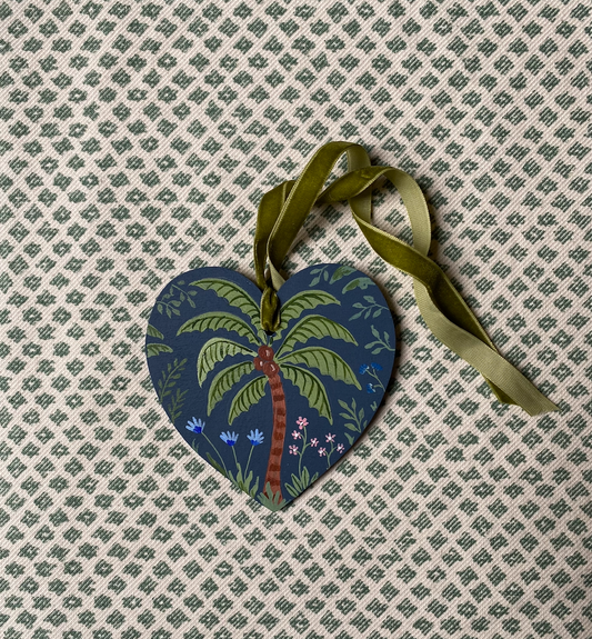 Wooden heart gift tag - Palm tree
