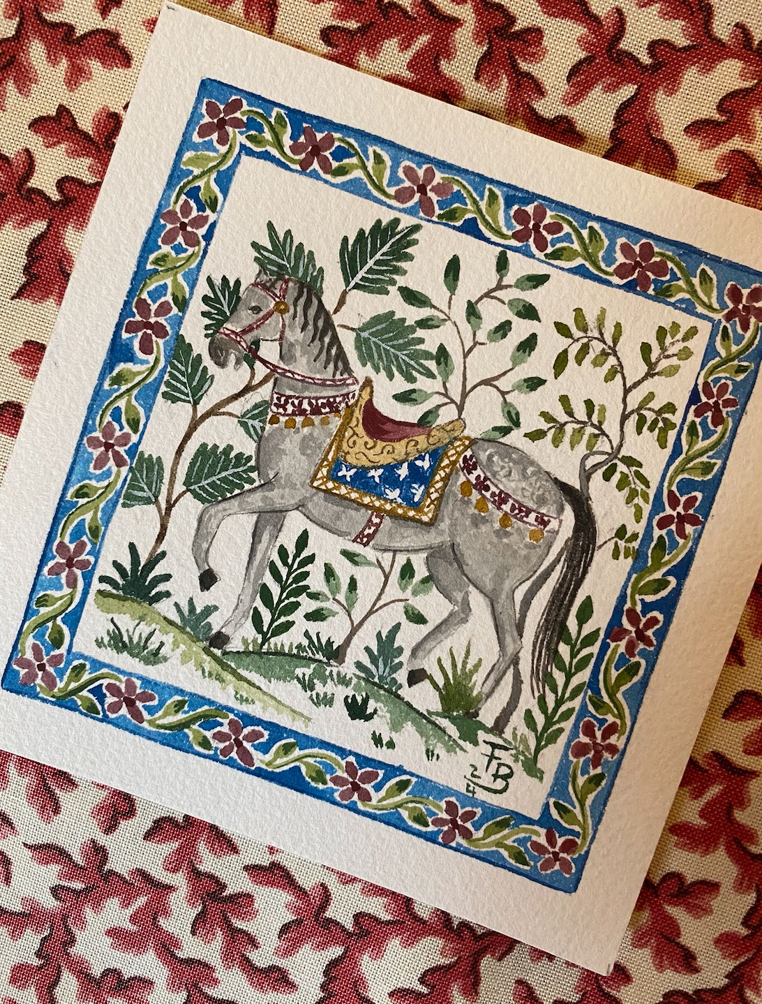 Miniature Watercolour painting - Persian horse