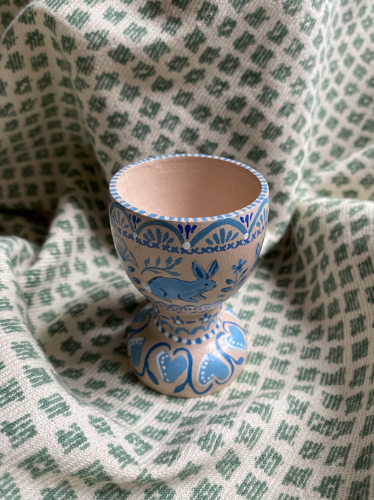 Hand-painted Egg cup - Blue Bunny