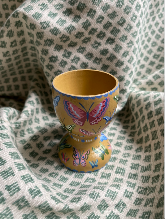 Hand-painted Egg cup - Yellow Butterflies