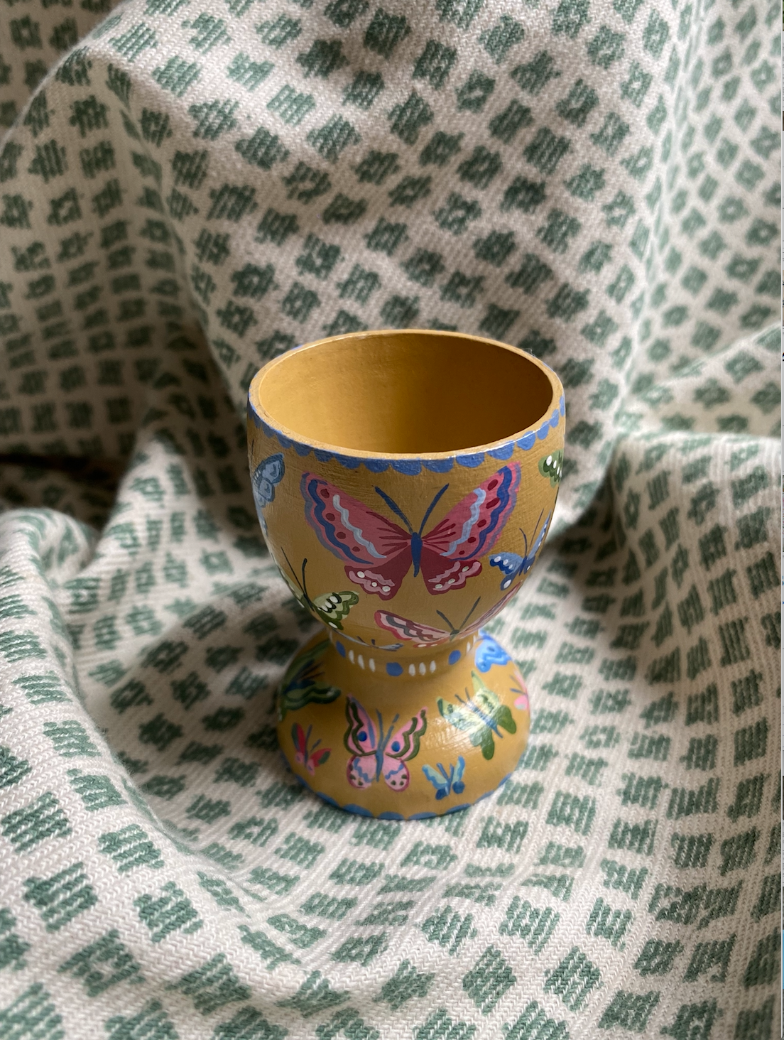 Hand-painted Egg cup - Yellow Butterflies