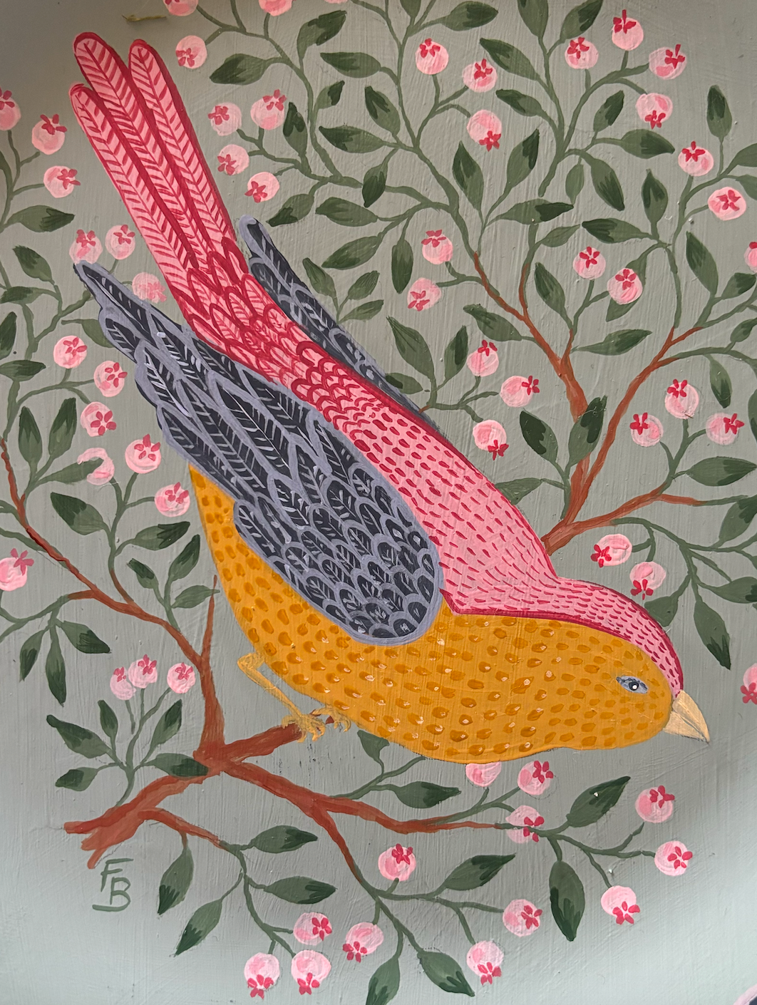 Large decorative plate - Bird and Berries