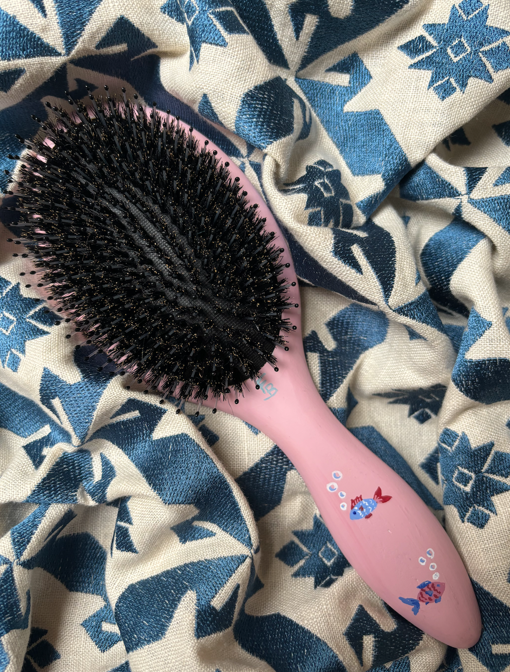 Large hand-painted hairbrush - Exotic Fish
