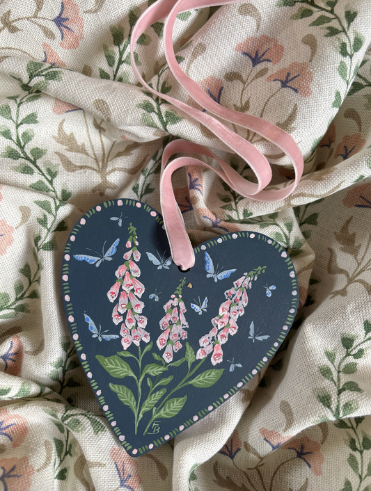 Wooden Heart - Foxgloves
