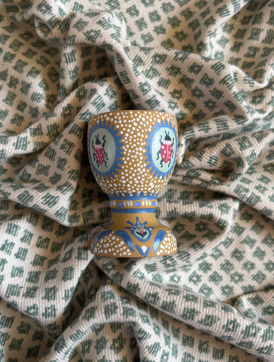 Hand-painted egg cup - Beetle