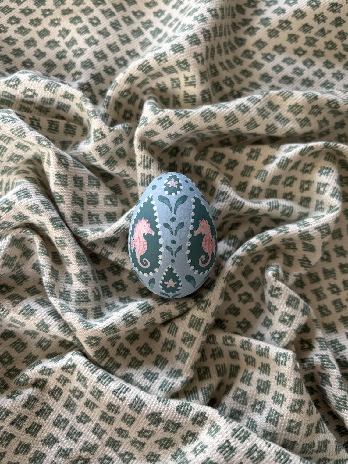 Hand-painted decorative egg - Seahorse