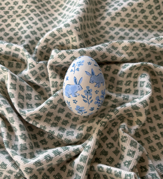 Hand-painted decorative egg - Blue bunnies