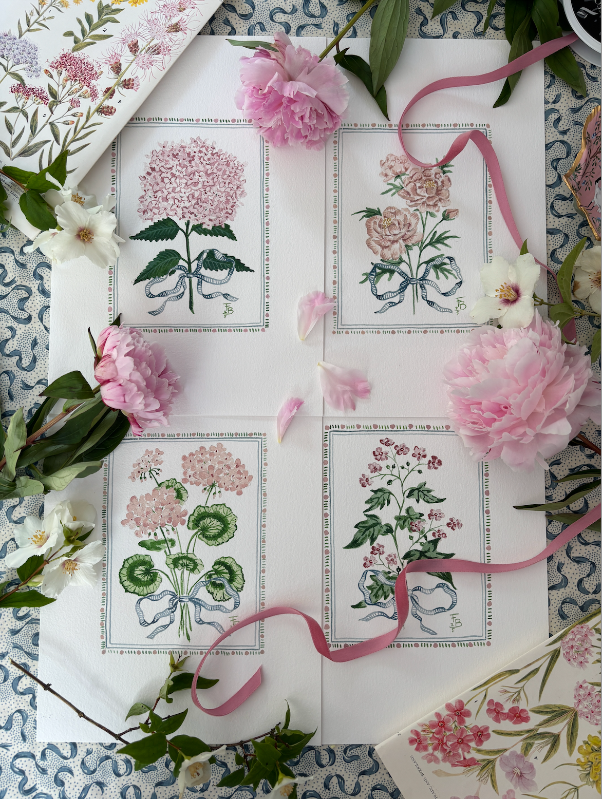 Pink Flower Print Collection - Peony