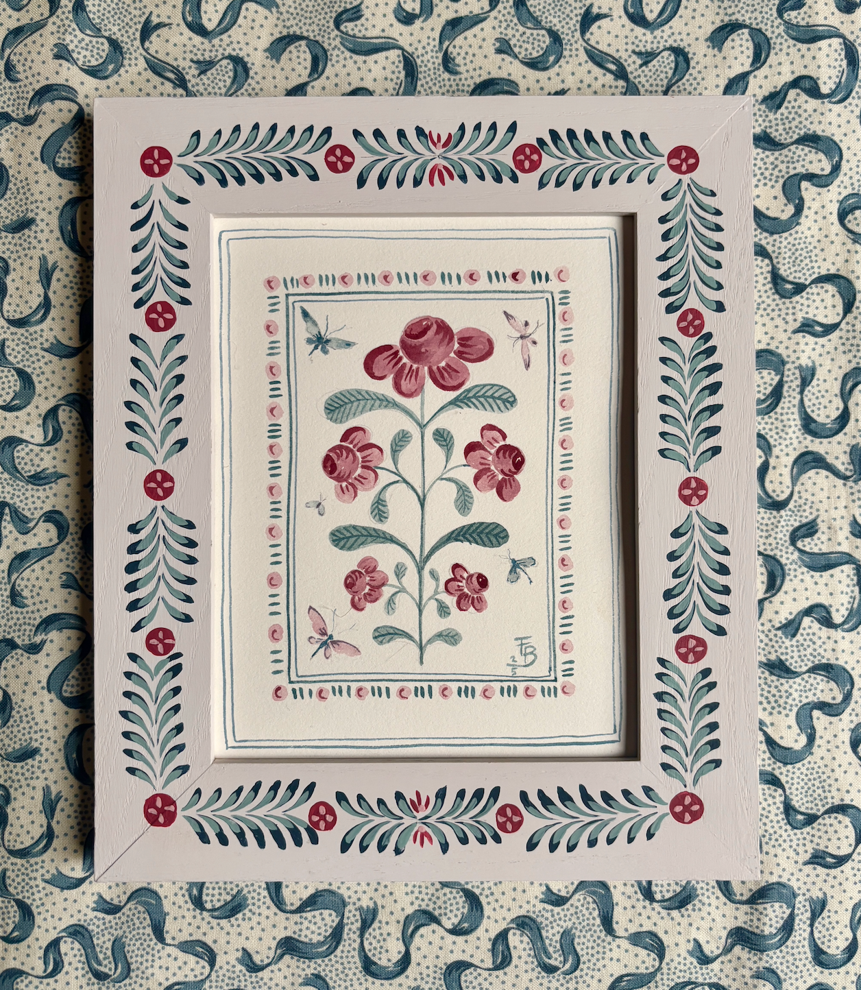 A pair of folk art watercolour paintings