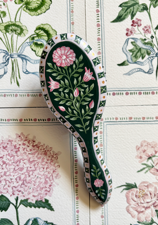 Hairbrush-  Blockprint Flower ( small)