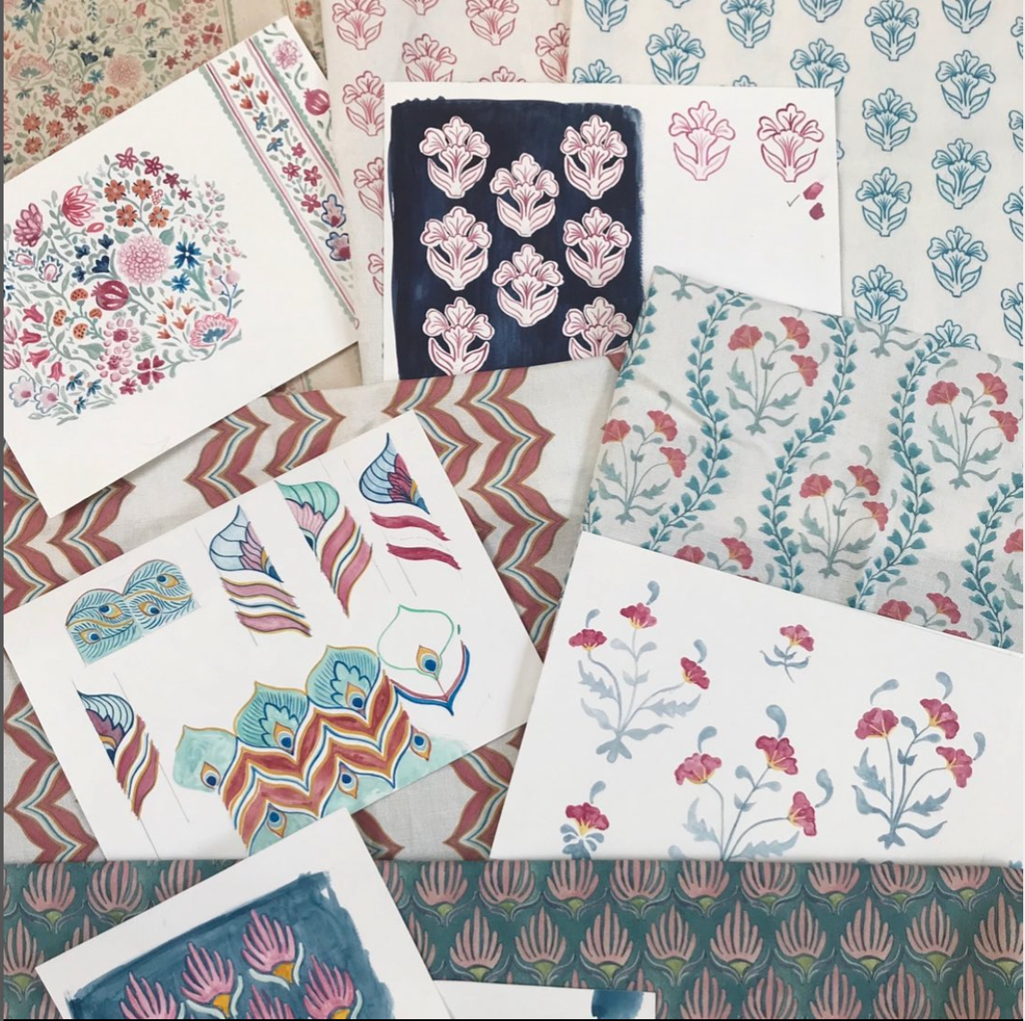 pardis fabric collection textiles with original watercolour templates by felicity buchanan designs