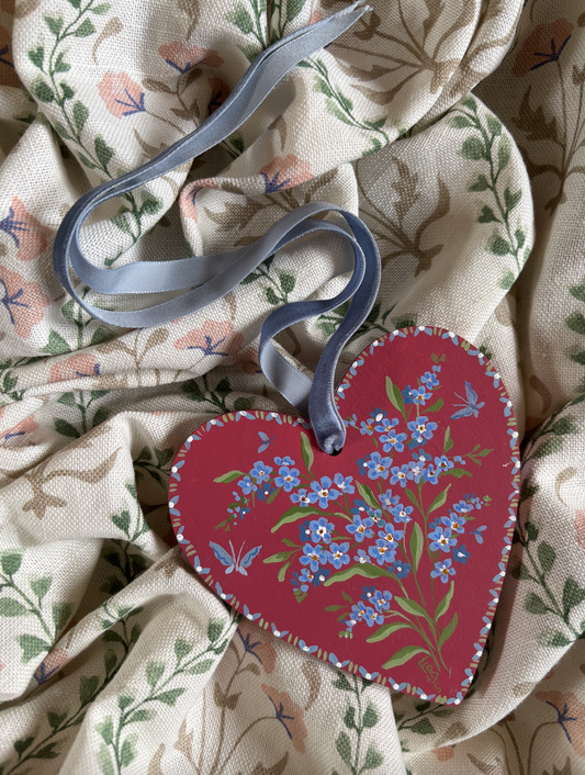 Wooden Heart - Forget Me Nots