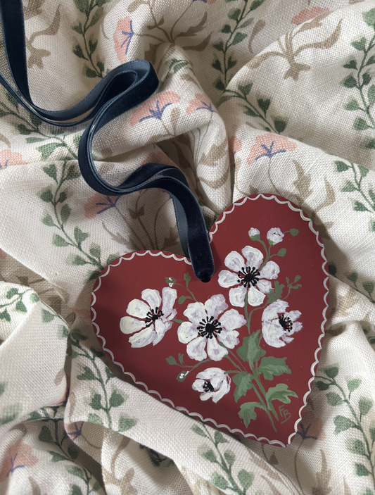 Wooden Heart - Anemones