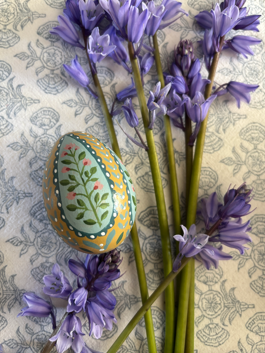 Hand-painted decorative egg - Indian flower