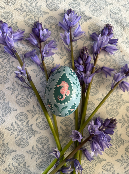 Hand-painted decorative egg - Seahorse