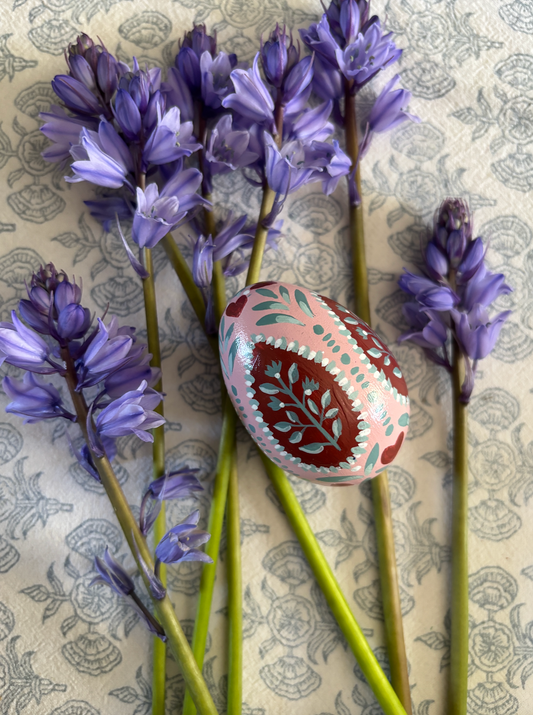 Hand-painted decorative egg - Hearts and flowers