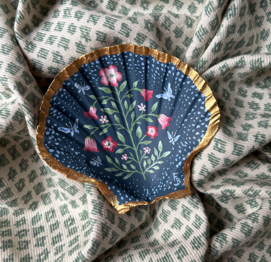 Scallop Shell - Floral Blockprint