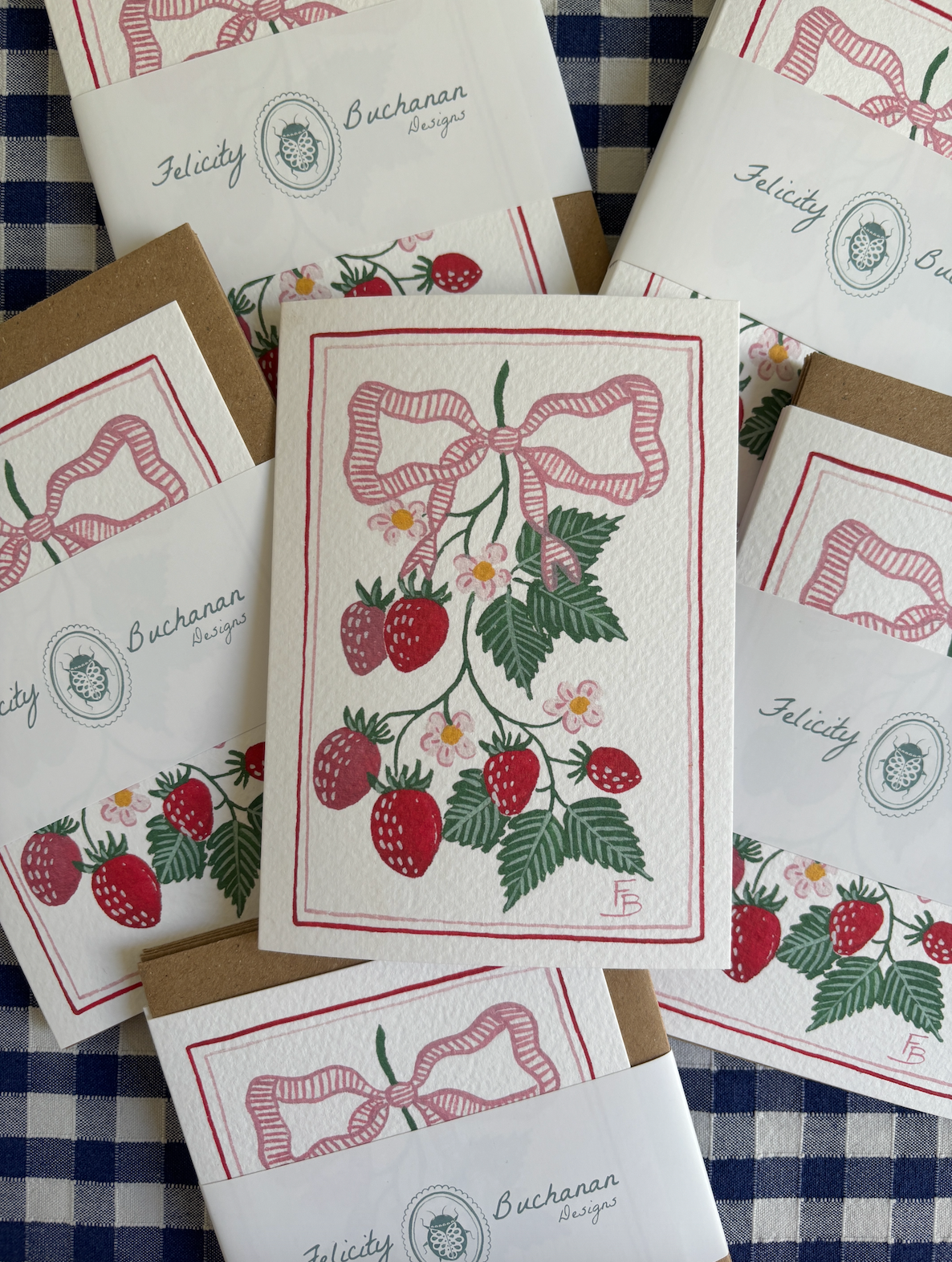 Pack of 5 Greetings Cards - Strawberries