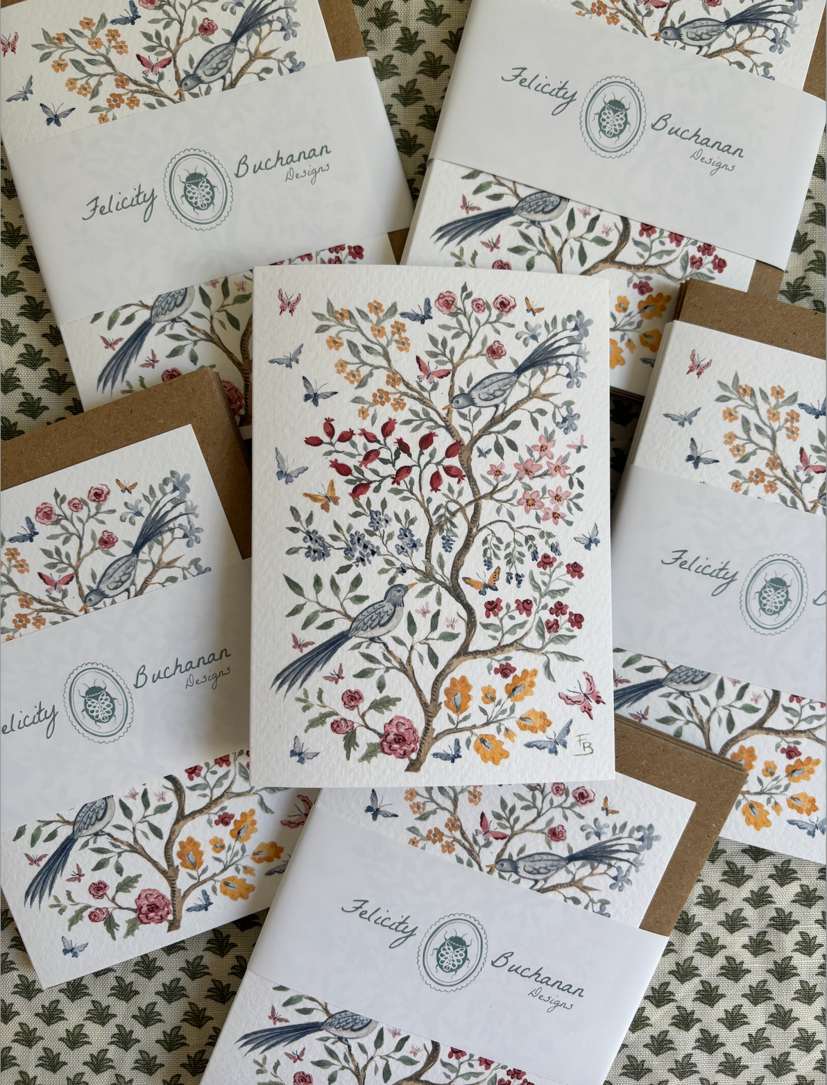 Pack of 5 Greetings Cards - Blue Birds