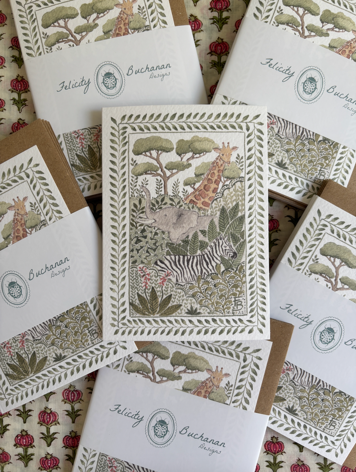 Pack of 5 Greetings Cards - Safari Scene