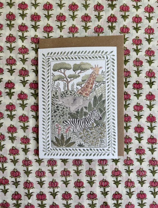 Pack of 5 Greetings Cards - Safari Scene